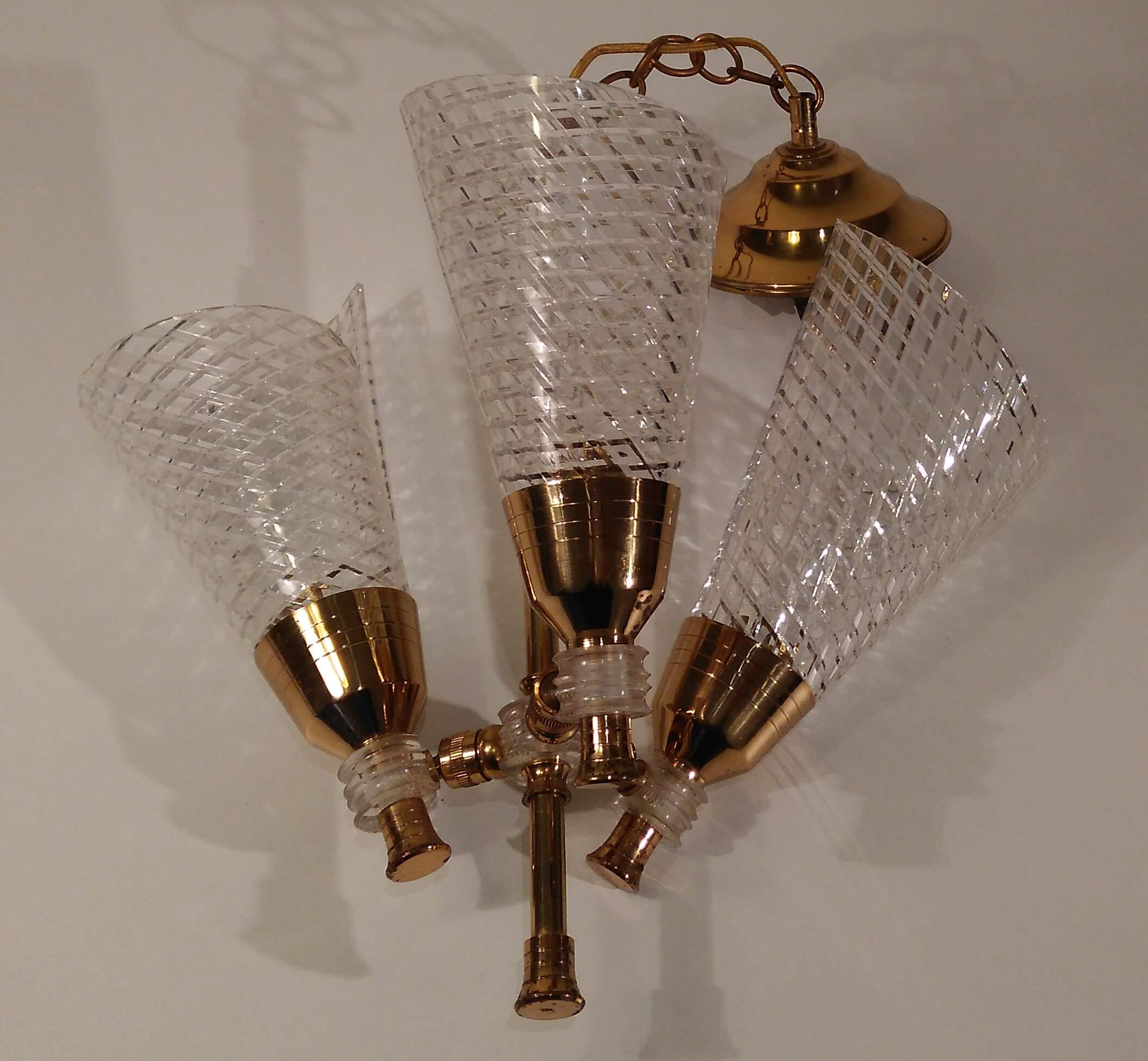 Lustre vintage 3 feux laiton