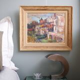 A village in the Tarn, oil on panel signed and dated 1944