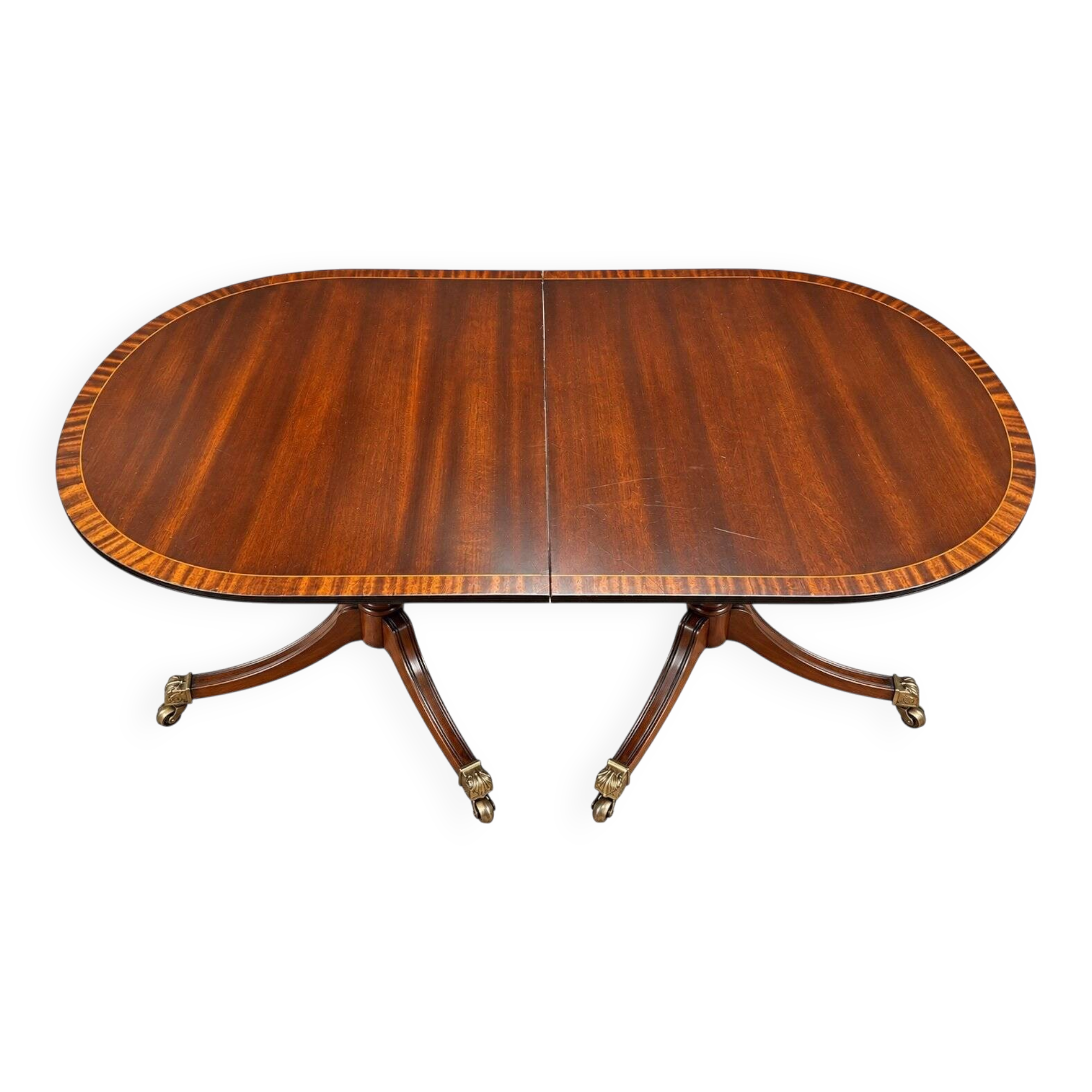 Large Extendable English Table Mahogany Regency Style Claw Feet Brass
