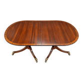 Large Extendable English Table Mahogany Regency Style Claw Feet Brass