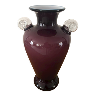 Vase en verre couleur violine