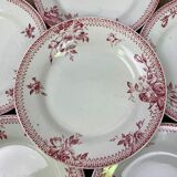 Lot of 6 plates porcelain model Gien "Pomponnette"