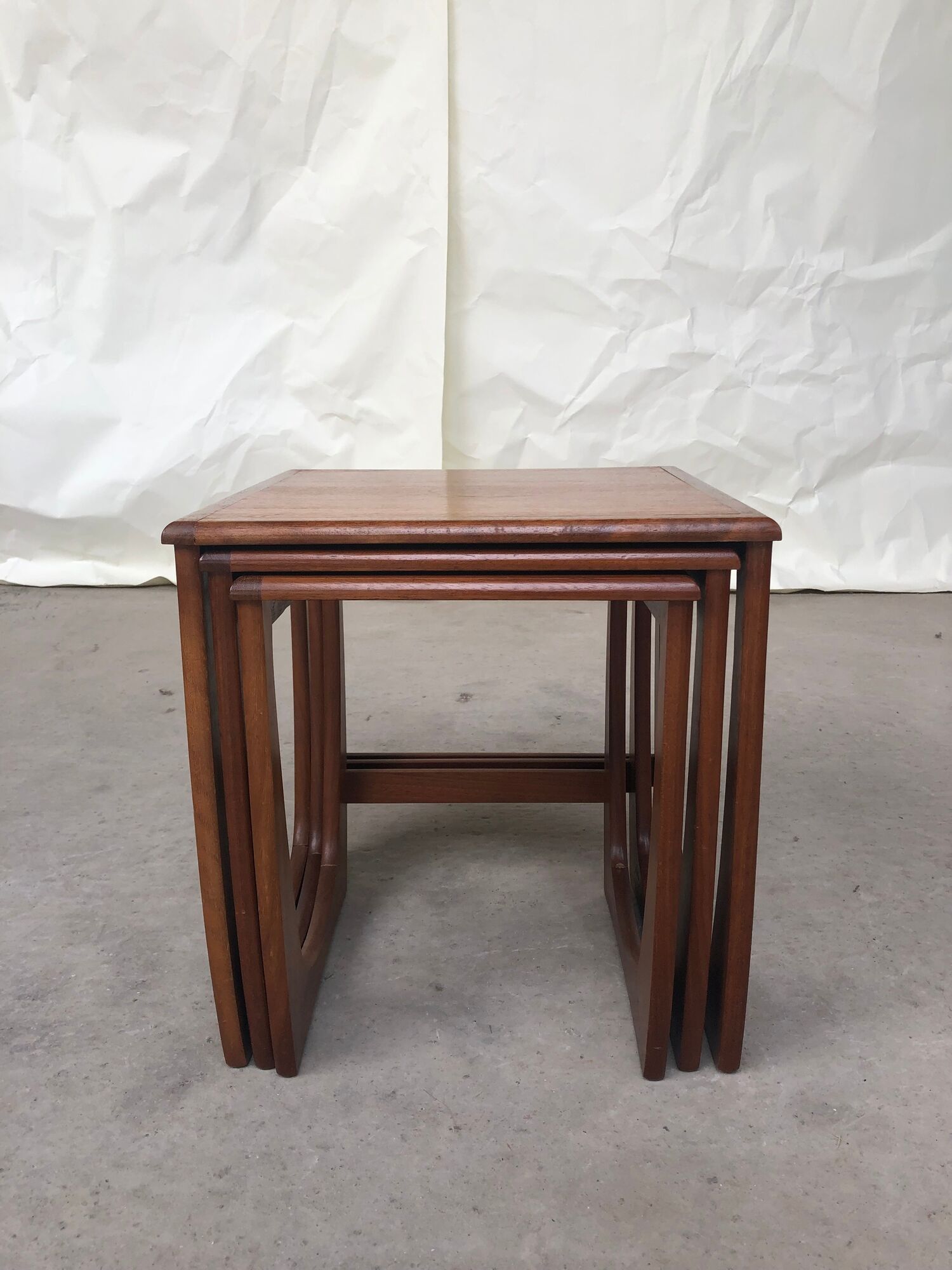 Vtg Mid Century Quadrille Teak Sunelm Nest Of Tables Side Coffee Table Danish