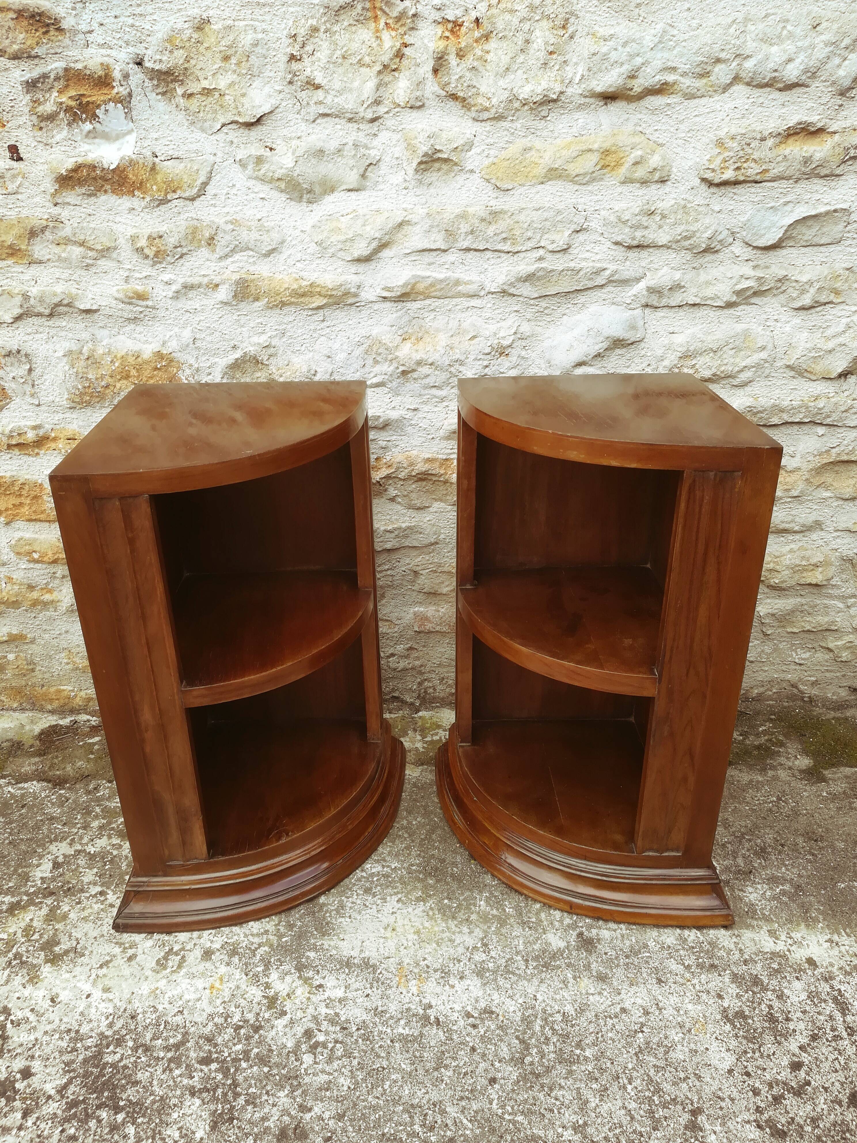 Two bedside tables in walnut