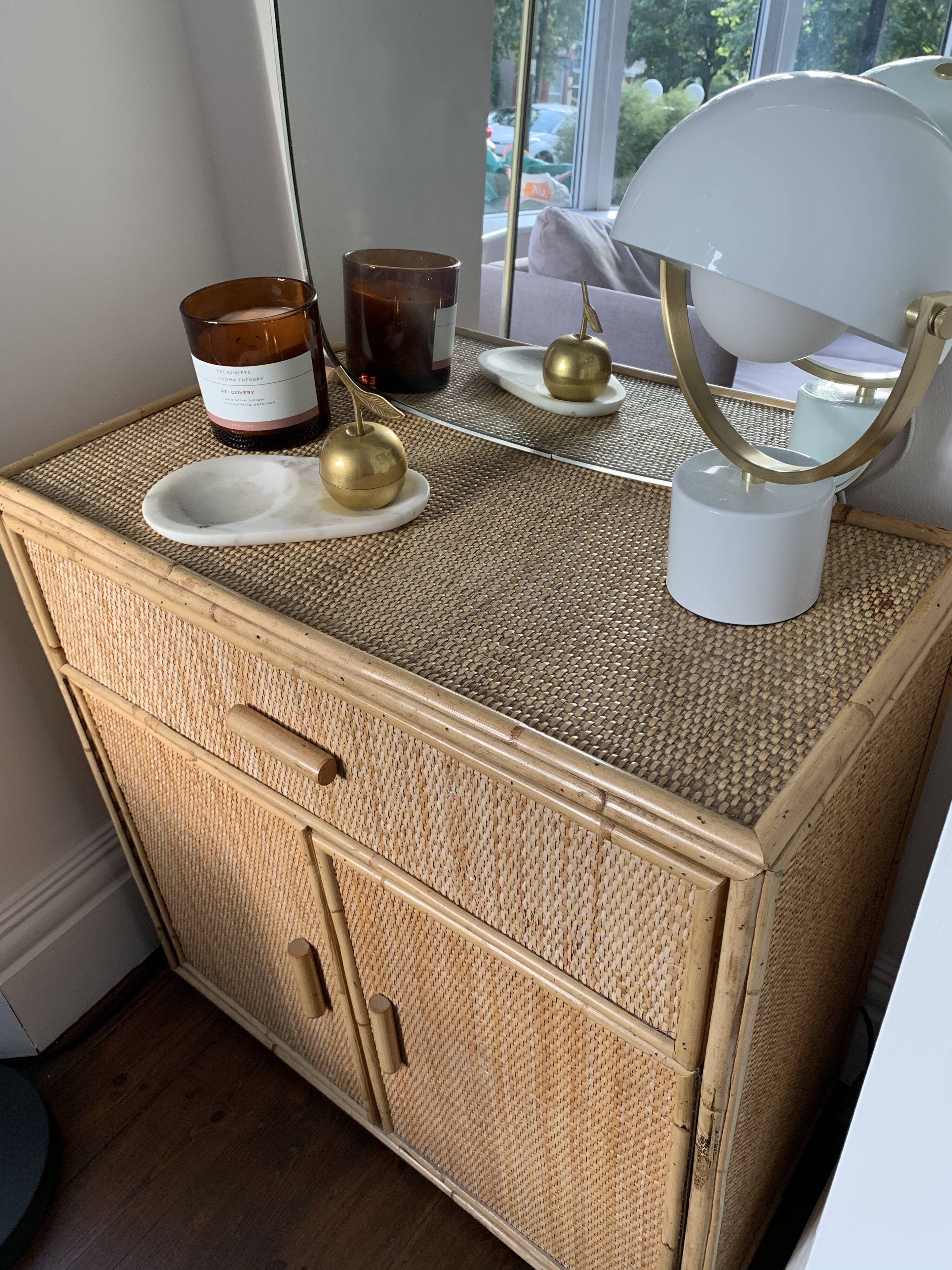 Mid century rattan bamboo sideboard
