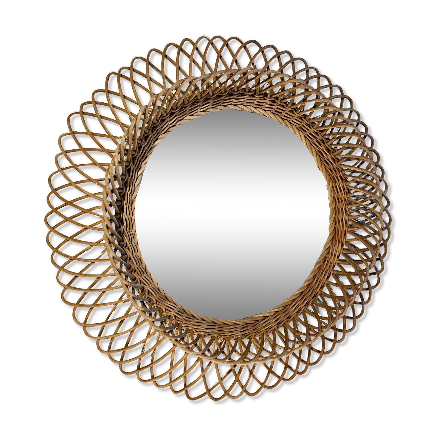 Wicker sun mirror, France 1960's