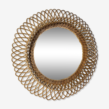 Wicker sun mirror, France 1960's