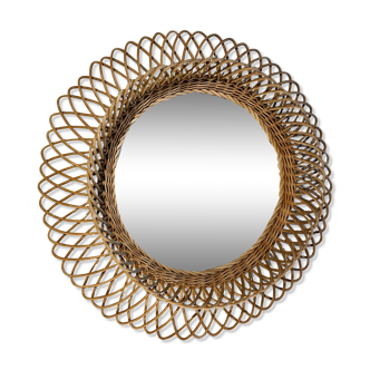 Wicker sun mirror, France 1960's