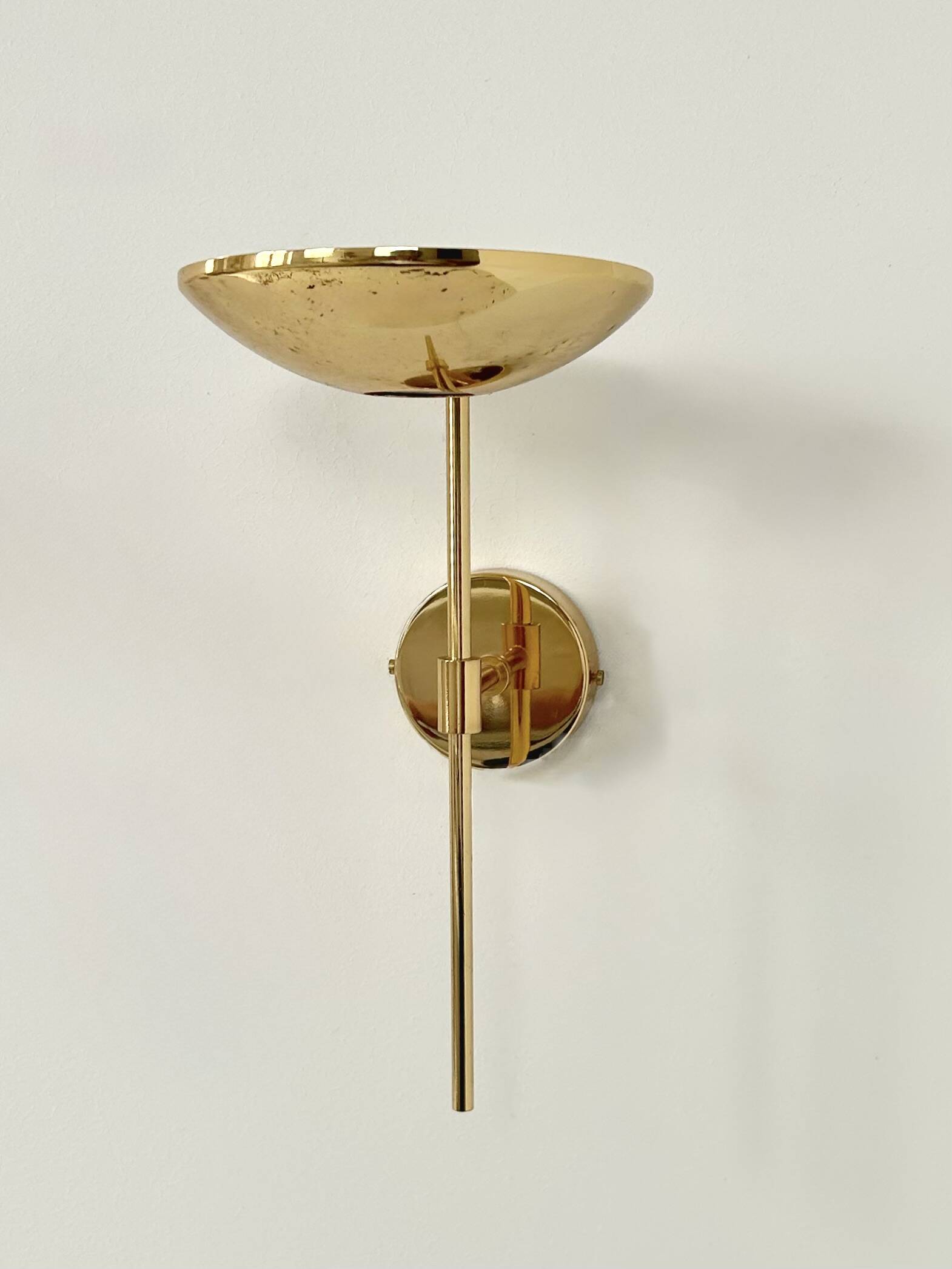 Pair of vintage XL wall sconces, brass and glass, France, 1980.