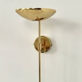Pair of vintage XL wall sconces, brass and glass, France, 1980.