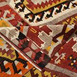 6x9 Colorful Handmade Geometric Kilim Rug, 182x283Cm