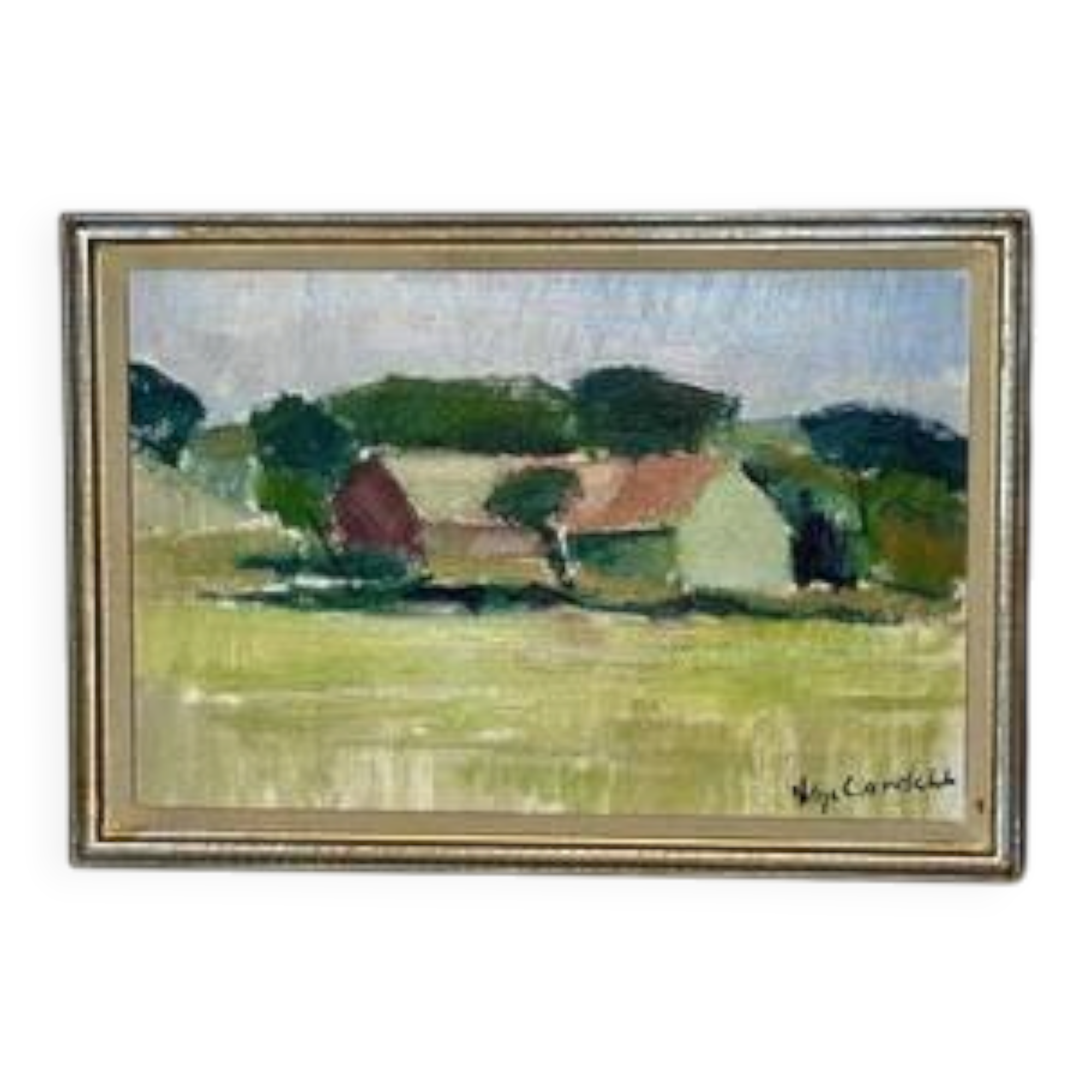 Swedish Oil on Canvas – “Farm, Grevie” by Helge Cardell
