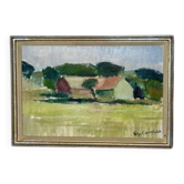 Swedish Oil on Canvas – “Farm, Grevie” by Helge Cardell