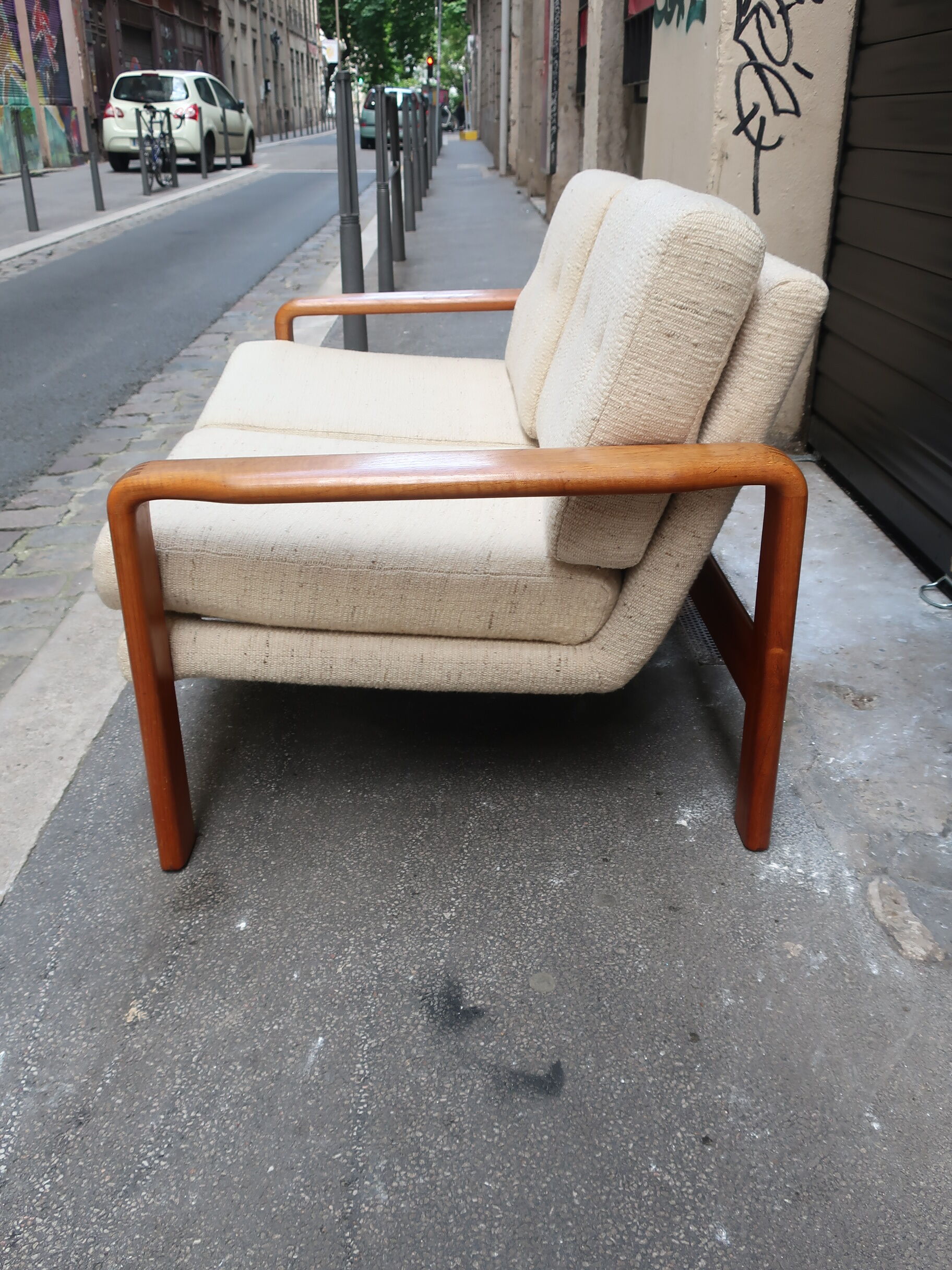 Scandinavian sofa in teak two-seater 60s