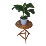 Bolster / pedestal table in tripod rattan 1960s-1970s