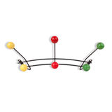 Coat rack in black metal 6 round pegs 1950s