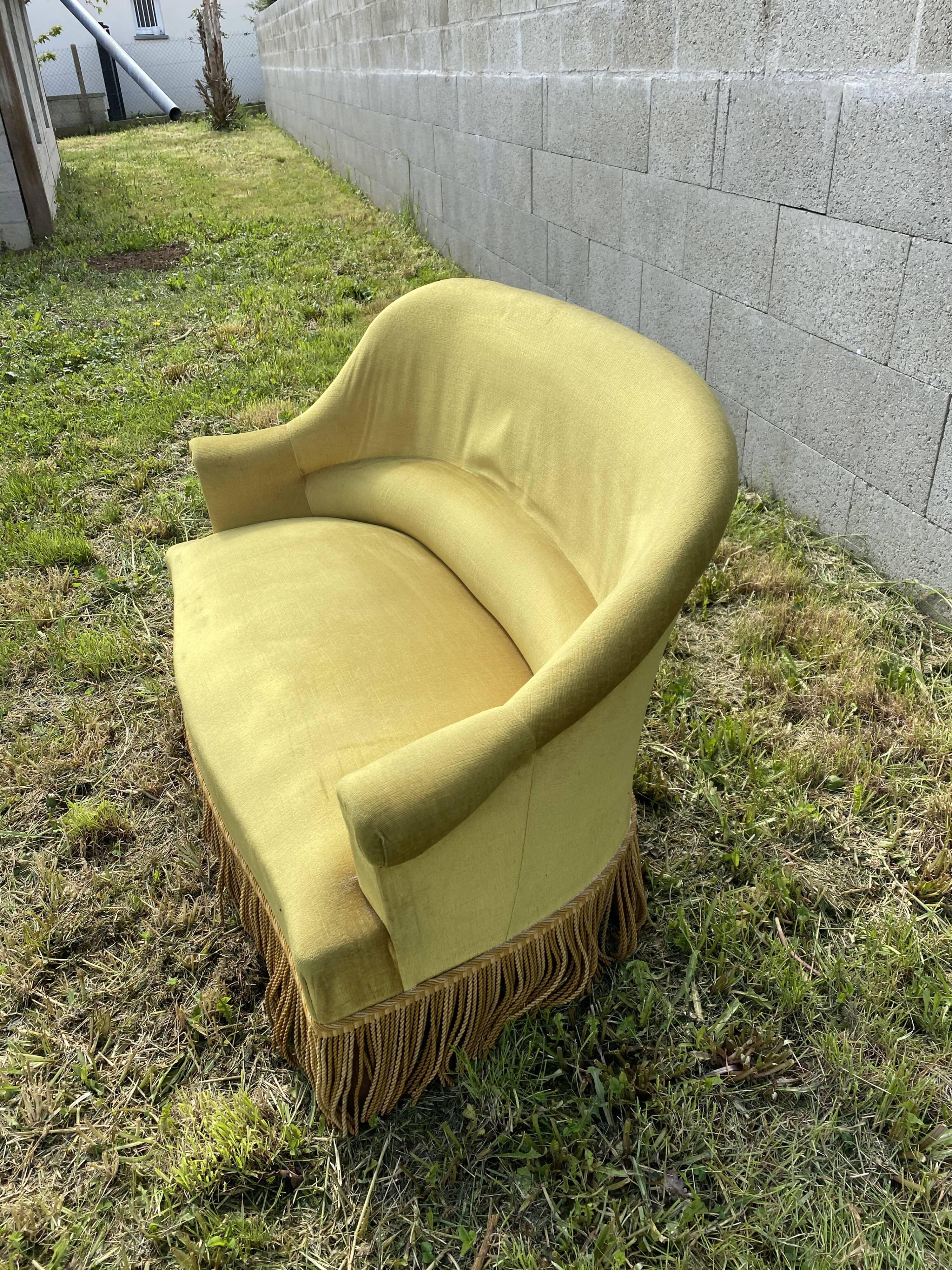 Yellow velvet toad chair sofa