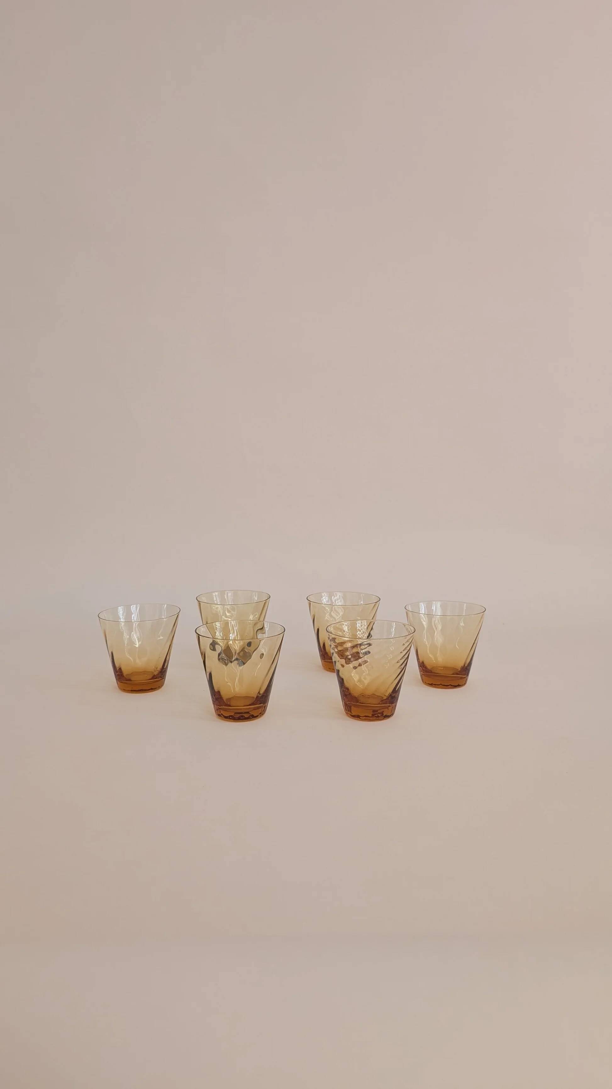 Set of 6 amber glasses