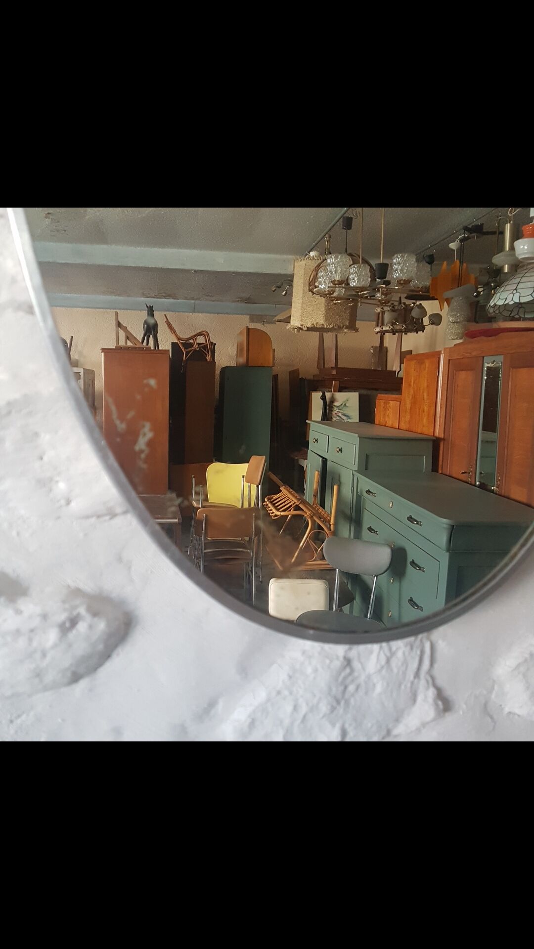 Old aluminum oval mirror
