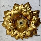 Vintage flower wall lamp in gilded metal