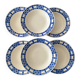 Set of graphic blue deep plates Badonviller – Semi-porcelain v