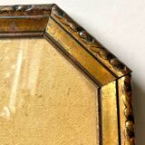 Cadre métallique octogonal antique en laiton 30 cm x 23 cm