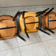 3 vintage Fanett chairs, Tapiovaara model, Stol Kamnik edition