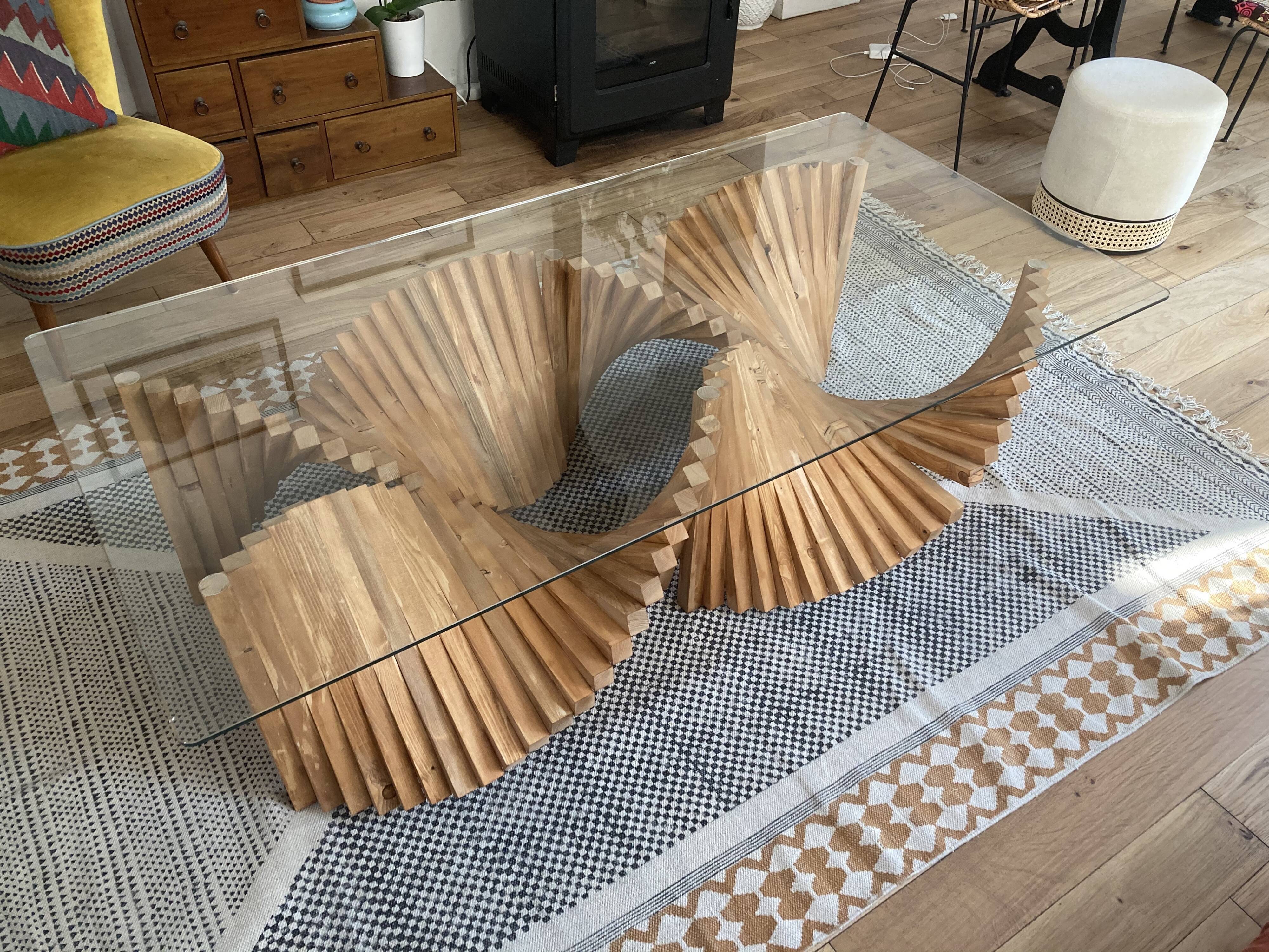 Coffee table in solid wood 160 x 80cm