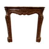 Fireplace three shells louis XV style in royal red marble XIX century