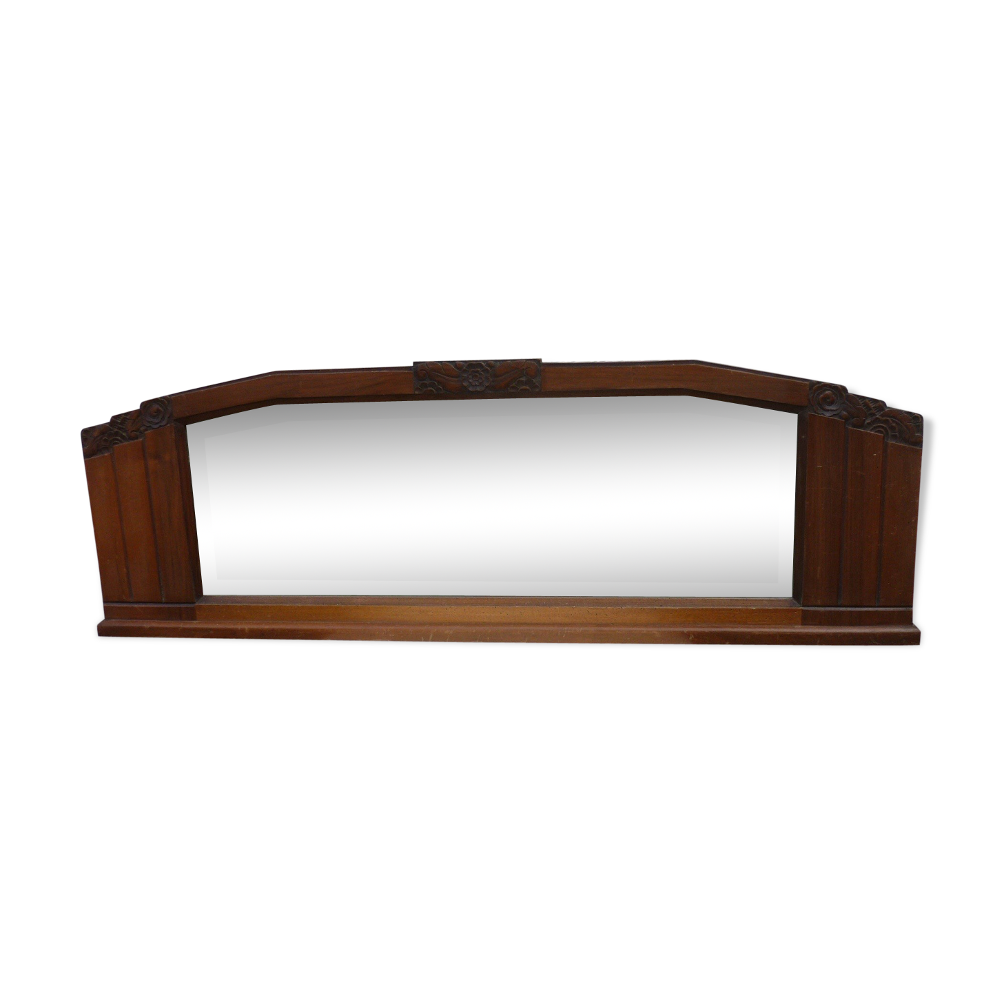 Low mirror in a carved wooden art-deco 1930 112x36cm