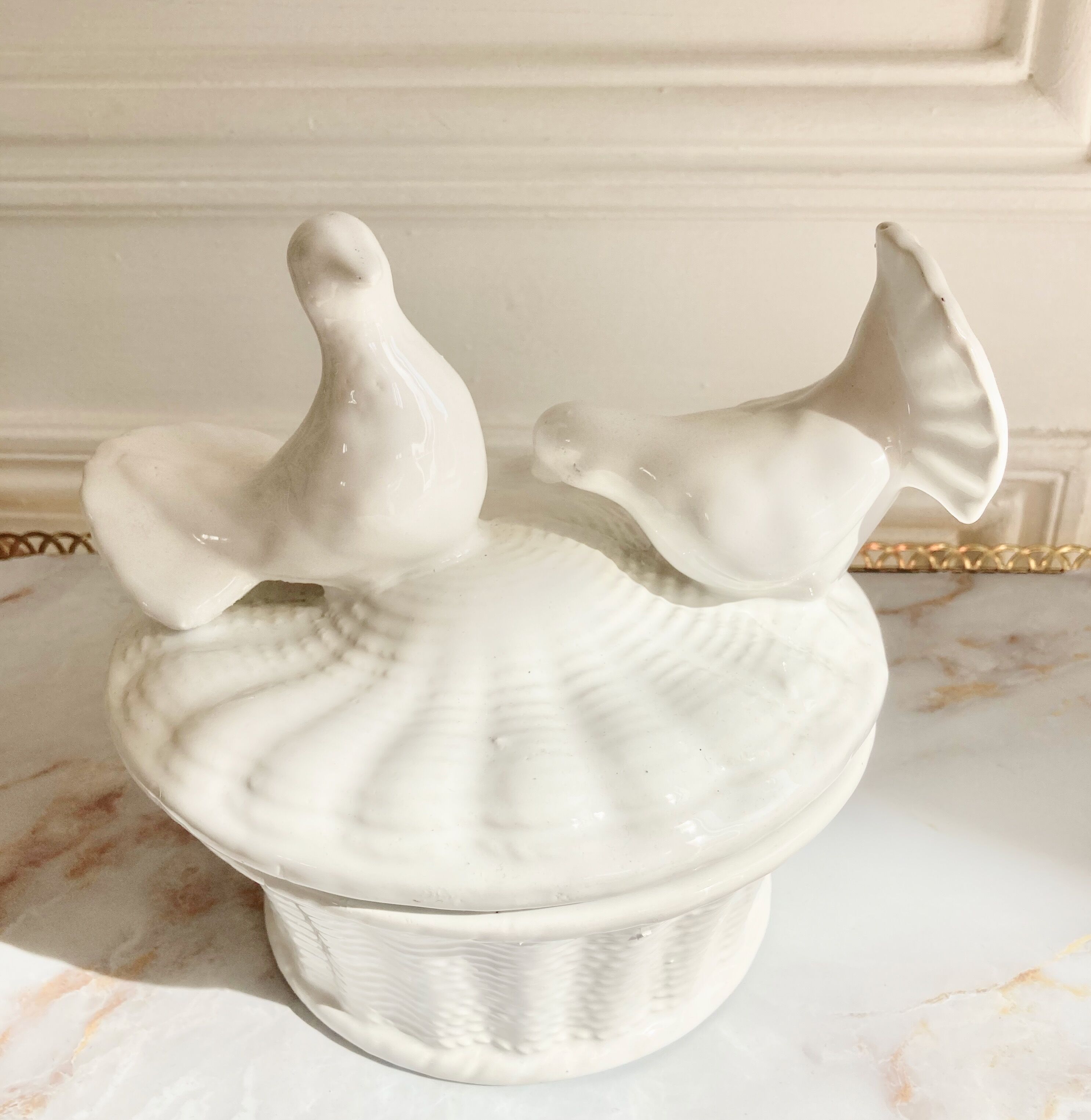 Soupière oiseaux céramique