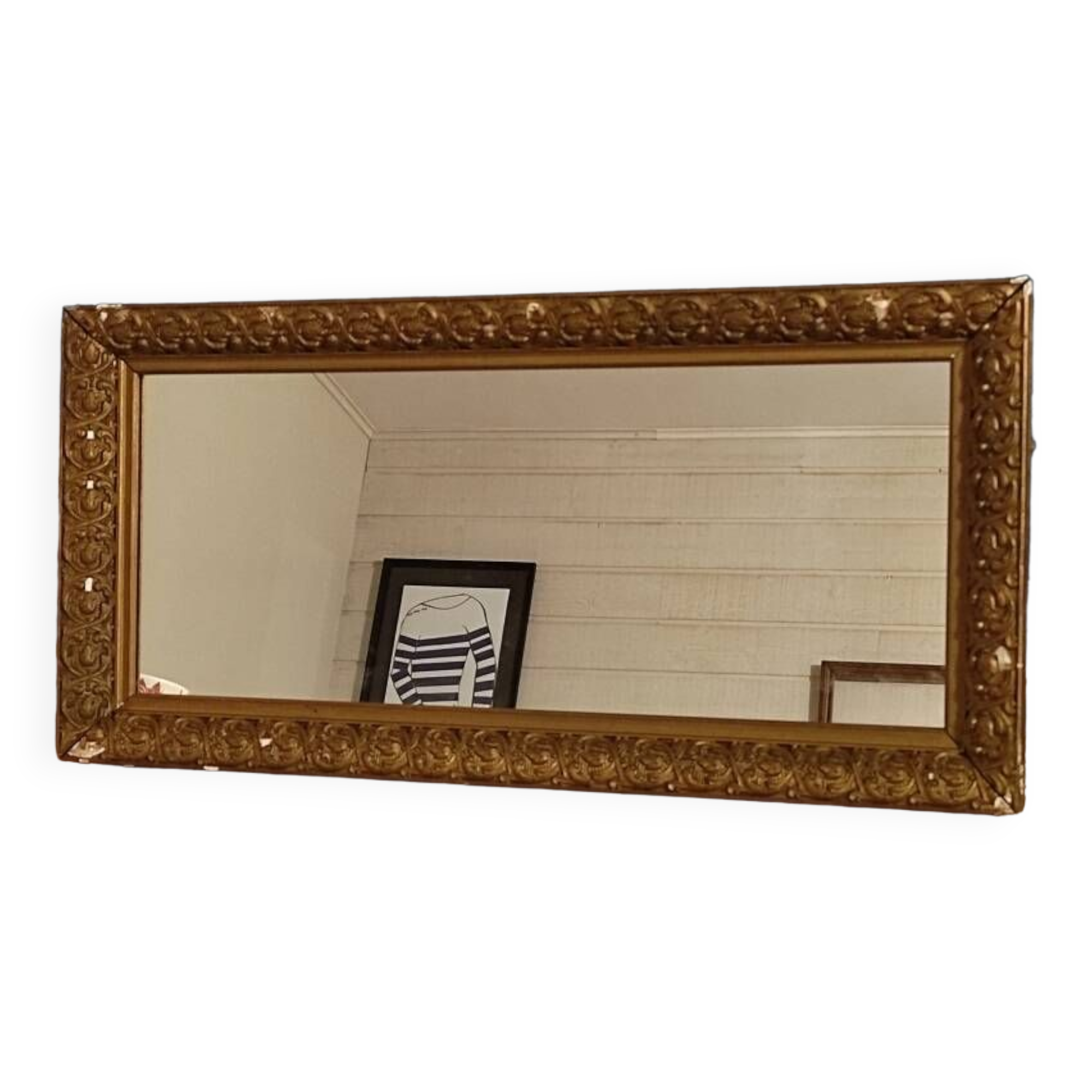 Miroir Cadre bois plâtre stuc dorée