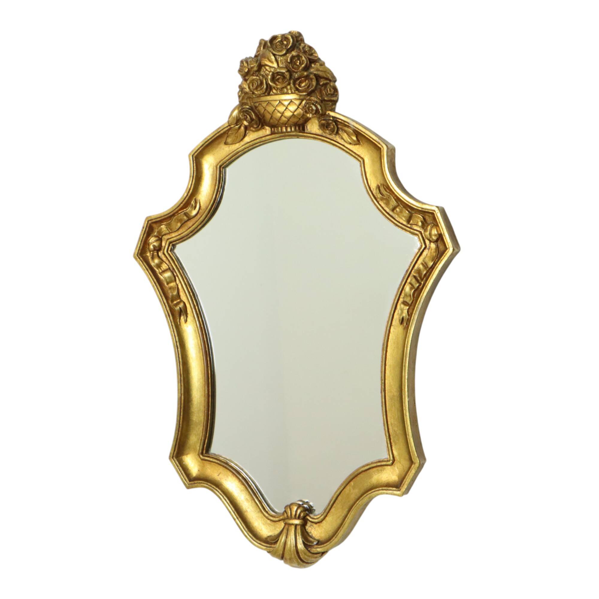 Classic Gold Crested Mirror Baroque Style Sixties 61cm