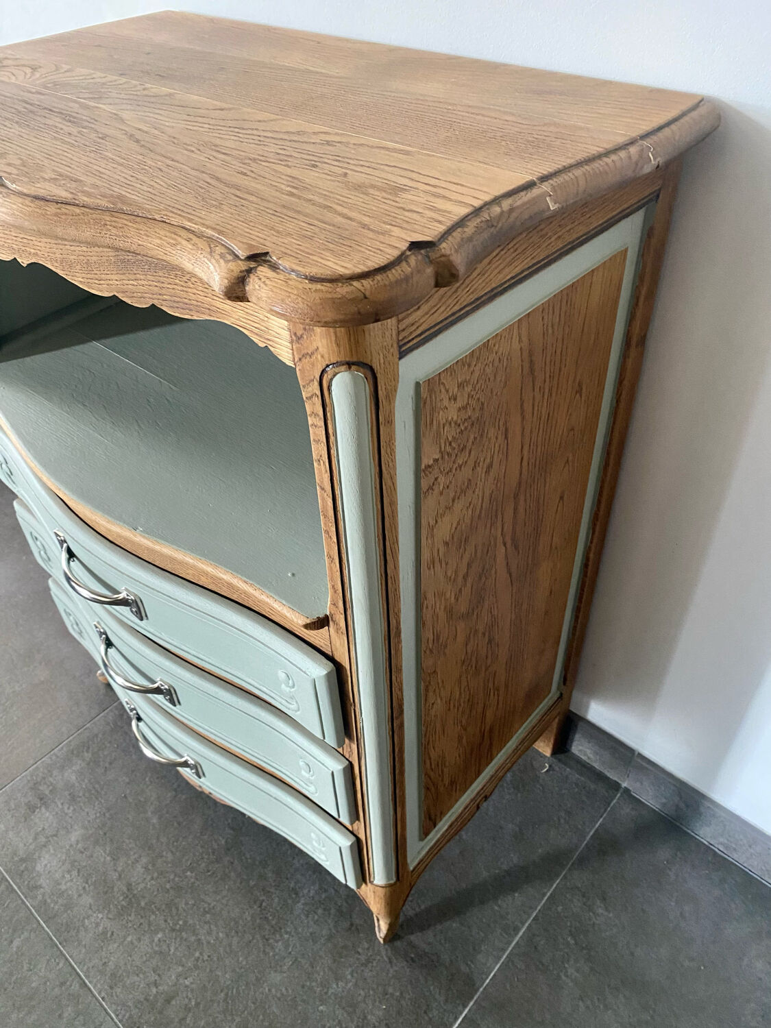 Vintage sage green chest of drawers and solid wood