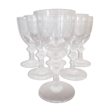 Set of 6 antique engraved glasses