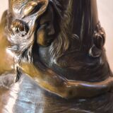 Large bronze lamp nynph in the bath 63x38 superb tiffany style lampshade