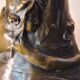 Large bronze lamp nynph in the bath 63x38 superb tiffany style lampshade