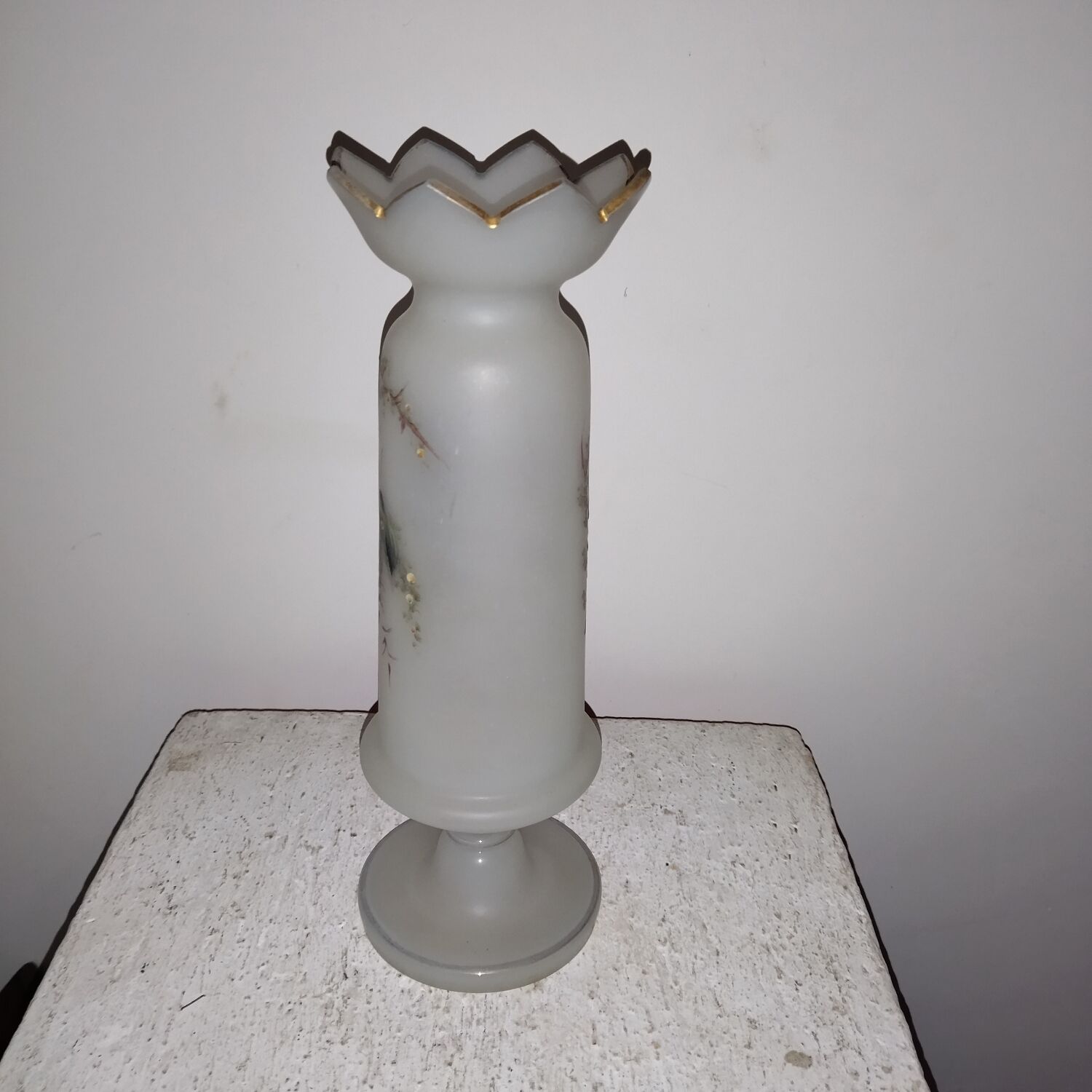 Enamelled opaline glass vase