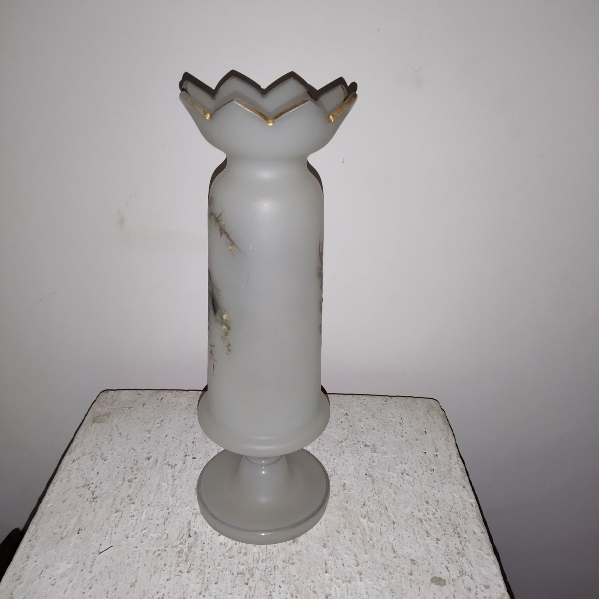 Enamelled opaline glass vase
