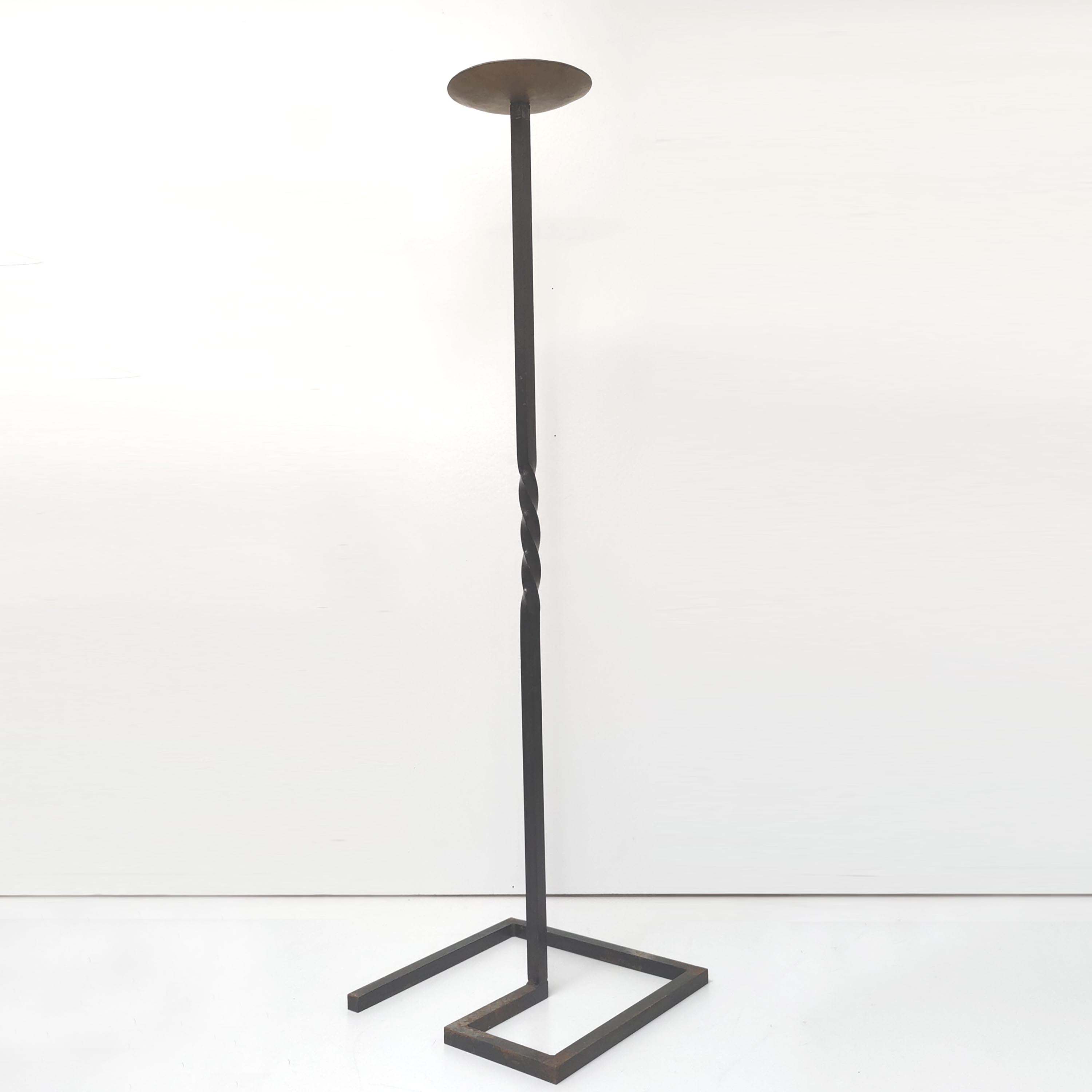 Candlestick pique candle 1950 metal and brass height 124cm