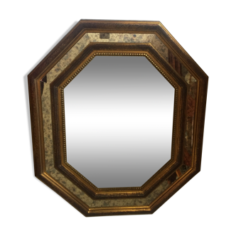 Miroir biseauté cadre en bois doré 80 x 67cm
