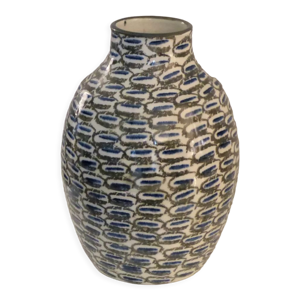 Vase vintage en faïence motif