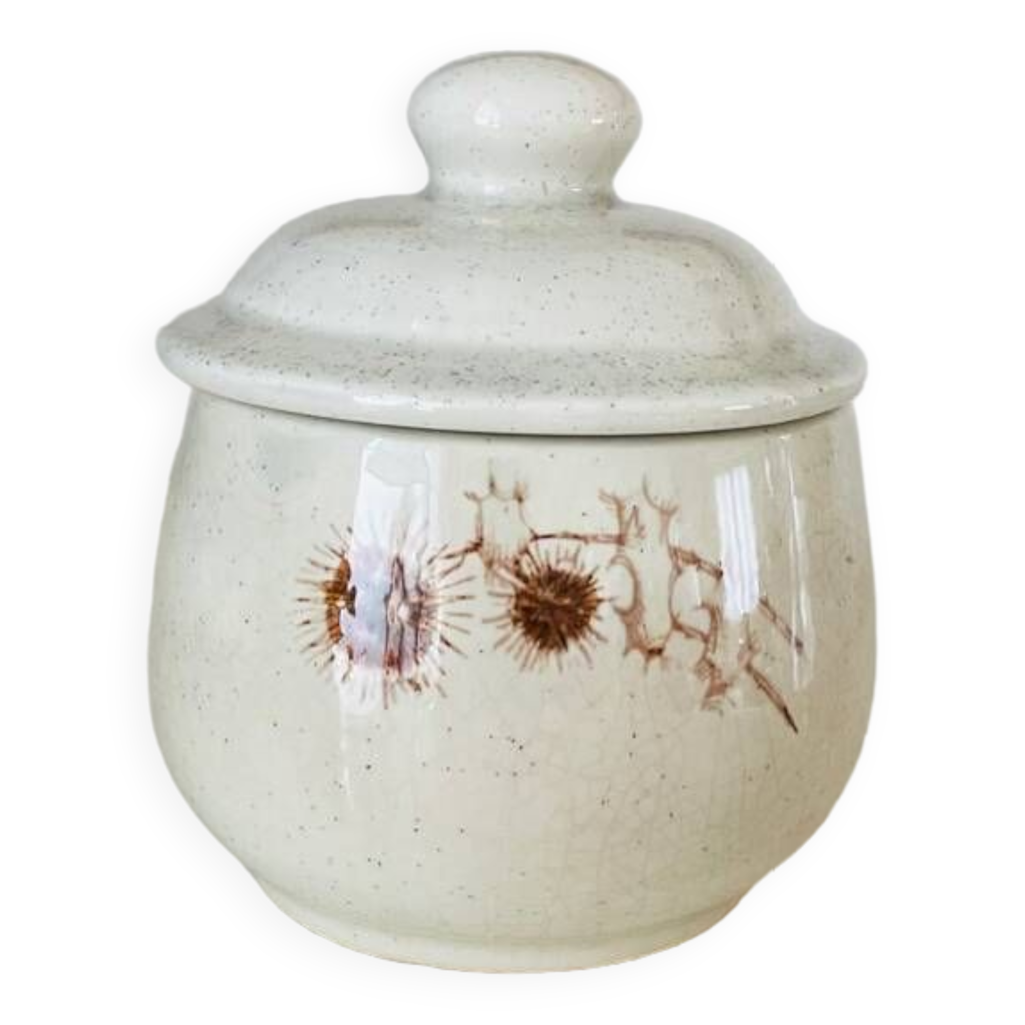 Vintage sandstone sugar bowl Sarreguemines France