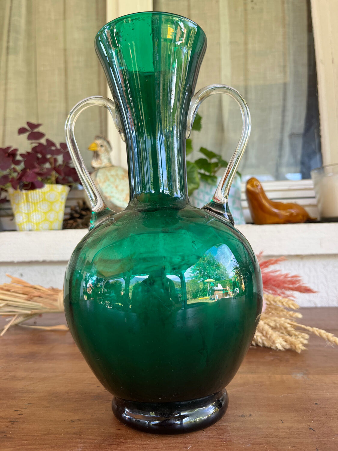 Glass amphora vase