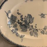 Soupière ravier and dish old blue porcelain Sarreguemines model Groseilles