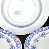 Set of 4 old earthenware plates from CREIL & MONTEREAU with purple vine decoration, 19th century.