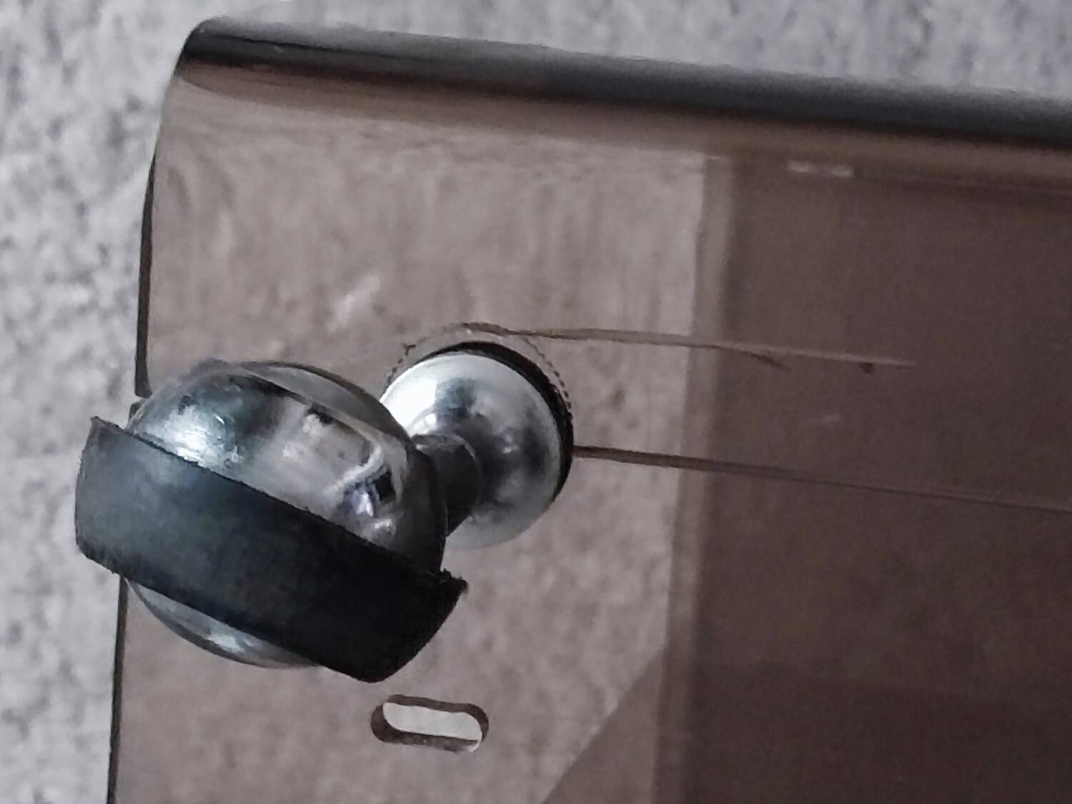 Michel Dumas smoked Plexiglas rolling table.