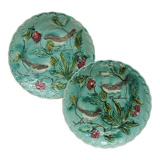 2 old plates in slurry birds Onnaing early twentieth