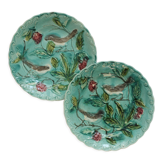 2 old plates in slurry birds Onnaing early twentieth