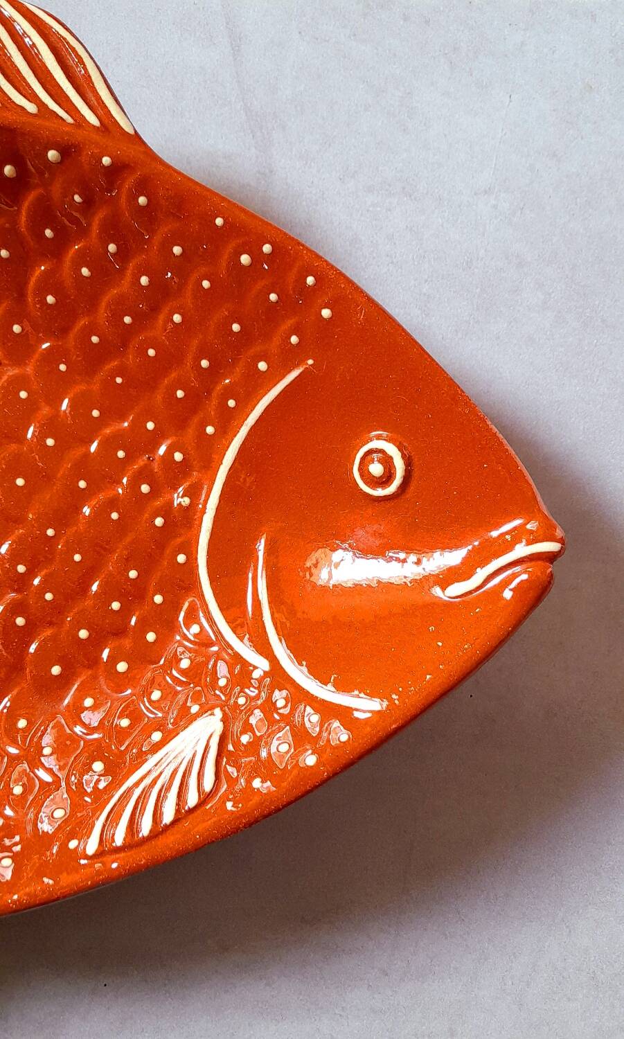 Glazed terracotta fish dish